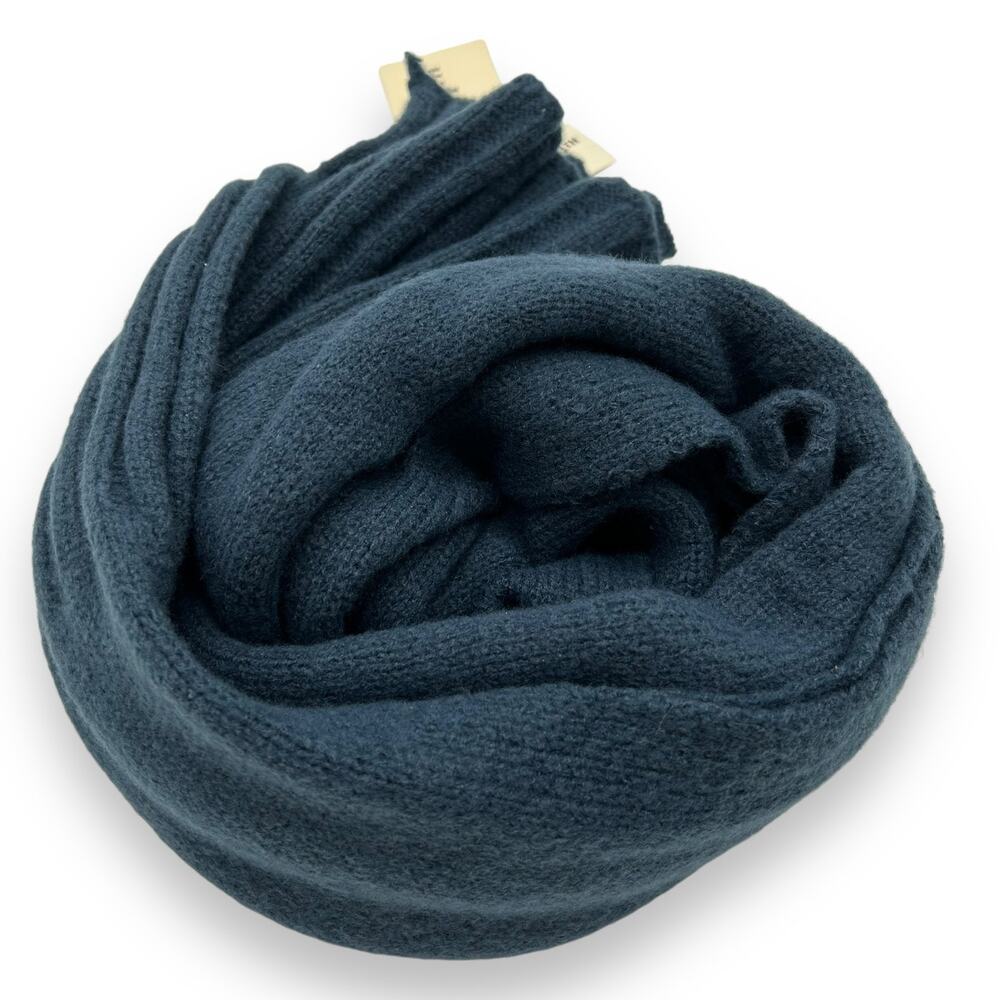 On 34th Women's Wide Ribbed Solid Chunky Knit Scarf Navy Blue Winter Wrap